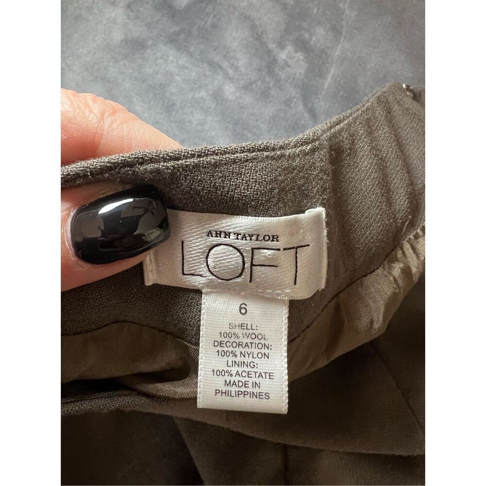 Ann Taylor LOFT Skirt Womens Size 6 Brown Flared Trumper Wool Lace Hem Lined - Picture 3 of 7